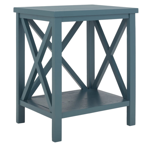 Safavieh Candence Cross Back End Table – Timeless Accent Table With Lower Shelf & Charming X-Side Design Teal AMH6523F