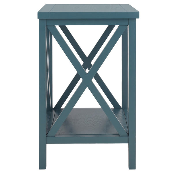 Safavieh Candence Cross Back End Table – Timeless Accent Table With Lower Shelf & Charming X-Side Design Teal AMH6523F