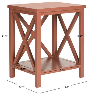 Safavieh Candence Cross Back End Table - Stylish Henna Brown Accent With X-Design For Modern Spaces & Durability AMH6523G