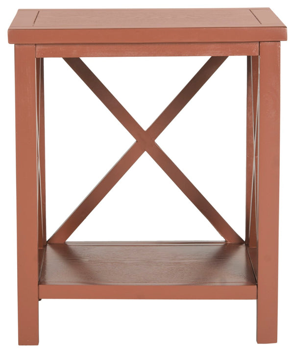 Safavieh Candence Cross Back End Table - Stylish Henna Brown Accent With X-Design For Modern Spaces & Durability AMH6523G