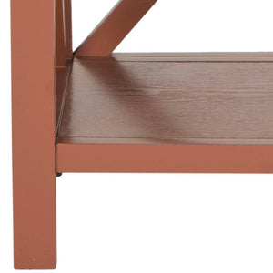 Safavieh Candence Cross Back End Table - Stylish Henna Brown Accent With X-Design For Modern Spaces & Durability AMH6523G