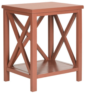 Safavieh Candence Cross Back End Table - Stylish Henna Brown Accent With X-Design For Modern Spaces & Durability AMH6523G