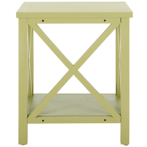 Safavieh Candence Cross Back End Table – Timeless Accent Table With Lower Shelf & Charming X-Side Design Avocado Green AMH6523H