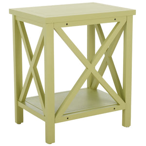 Safavieh Candence Cross Back End Table – Timeless Accent Table With Lower Shelf & Charming X-Side Design Avocado Green AMH6523H