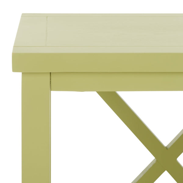 Safavieh Candence Cross Back End Table – Timeless Accent Table With Lower Shelf & Charming X-Side Design Avocado Green AMH6523H