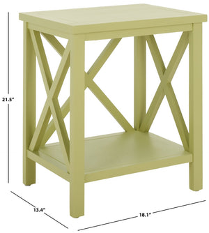 Safavieh Candence Cross Back End Table – Timeless Accent Table With Lower Shelf & Charming X-Side Design Avocado Green AMH6523H