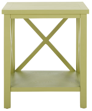 Safavieh Candence Cross Back End Table – Timeless Accent Table With Lower Shelf & Charming X-Side Design Avocado Green AMH6523H