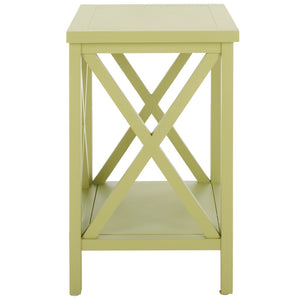 Safavieh Candence Cross Back End Table – Timeless Accent Table With Lower Shelf & Charming X-Side Design Avocado Green AMH6523H