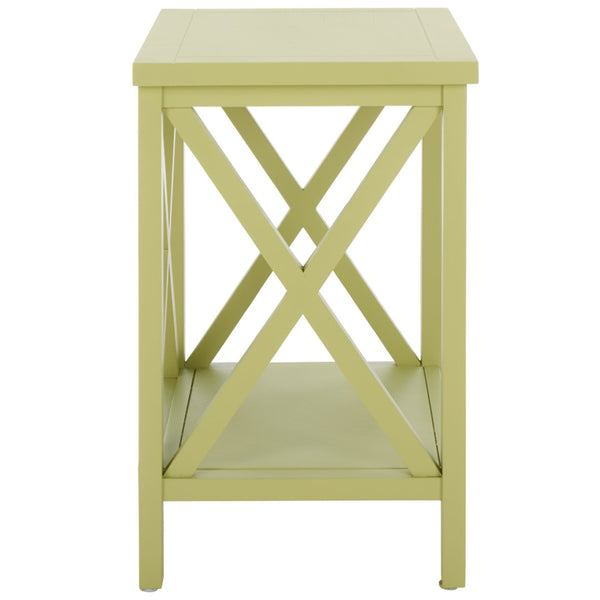 Safavieh Candence Cross Back End Table – Timeless Accent Table With Lower Shelf & Charming X-Side Design Avocado Green AMH6523H