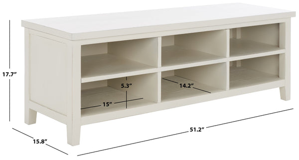 Safavieh Sadie 6-Shelf Media Stand - Farmhouse Style Storage For Tv & Living Room Essentials, Sturdy Design White AMH6525A