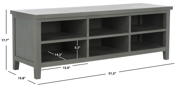 Safavieh Sadie 6-Shelf Media Stand - Farmhouse Style Storage For Tv & Living Room Essentials, Sturdy Design Ash Grey AMH6525B