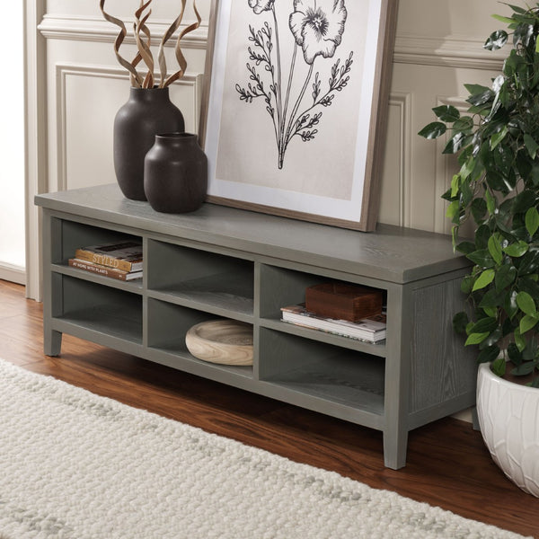 Safavieh Sadie 6-Shelf Media Stand - Farmhouse Style Storage For Tv & Living Room Essentials, Sturdy Design Ash Grey AMH6525B