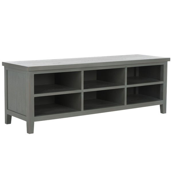 Safavieh Sadie 6-Shelf Media Stand - Farmhouse Style Storage For Tv & Living Room Essentials, Sturdy Design Ash Grey AMH6525B