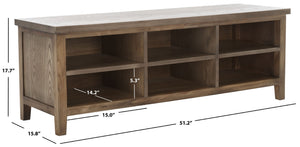 Safavieh Sadie 6-Shelf Media Stand - Farmhouse Style Storage For Tv & Living Room Essentials, Sturdy Design Oak AMH6525C