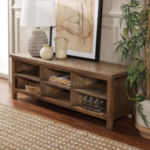 Safavieh Sadie 6-Shelf Media Stand - Farmhouse Style Storage For Tv & Living Room Essentials, Sturdy Design Oak AMH6525C