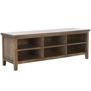 Safavieh Sadie 6-Shelf Media Stand - Farmhouse Style Storage For Tv & Living Room Essentials, Sturdy Design Oak AMH6525C