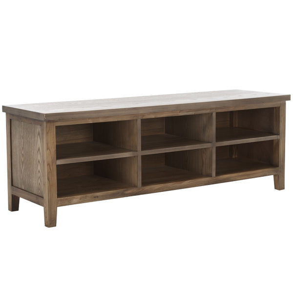 Safavieh Sadie 6-Shelf Media Stand - Farmhouse Style Storage For Tv & Living Room Essentials, Sturdy Design Oak AMH6525C