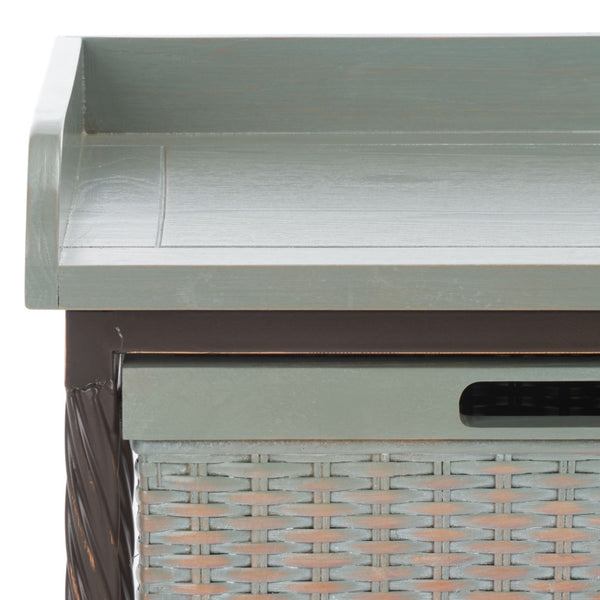 Safavieh Noah Stylish Wooden Storage Bench With 2 Woven Baskets For Entryway, Mudroom, Or Living Room Use Antique Pewter/French Grey AMH6528B