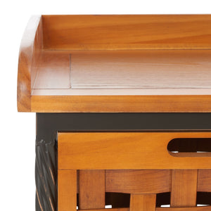 Safavieh Isaac Rustic Wooden Storage Bench With Iron Frame For Entryway Organization And Style Honey Oak AMH6530A