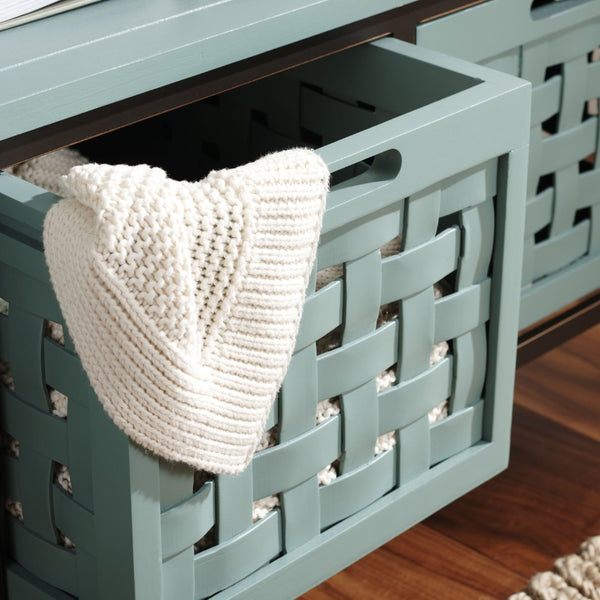Safavieh Isaac Rustic Wooden Storage Bench With Iron Frame For Entryway Organization And Style Dusty Green AMH6530B