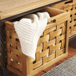 Safavieh Isaac Rustic Wooden Storage Bench With Iron Frame For Entryway Organization And Style Oak AMH6530E