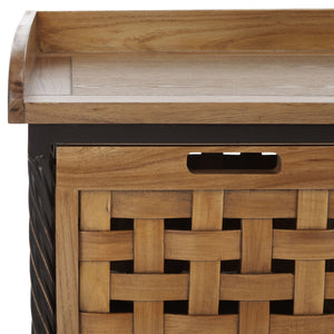 Safavieh Isaac Rustic Wooden Storage Bench With Iron Frame For Entryway Organization And Style Oak AMH6530E