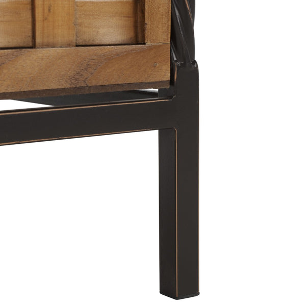 Safavieh Isaac Rustic Wooden Storage Bench With Iron Frame For Entryway Organization And Style Oak AMH6530E