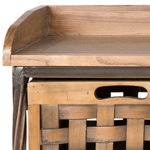 Safavieh Isaac Rustic Wooden Storage Bench With Iron Frame For Entryway Organization And Style Oak AMH6530E