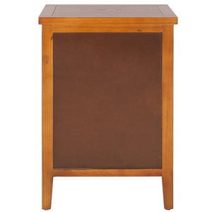 Safavieh Jonah Two-Drawer End Table: Elegant British Colonial Accent With Woven Panels & Compact Design Walnut AMH6531A