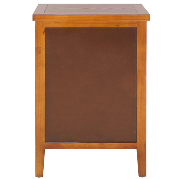 Safavieh Jonah Two-Drawer End Table: Elegant British Colonial Accent With Woven Panels & Compact Design Walnut AMH6531A