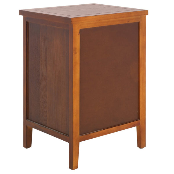 Safavieh Jonah Two-Drawer End Table: Elegant British Colonial Accent With Woven Panels & Compact Design Walnut AMH6531A