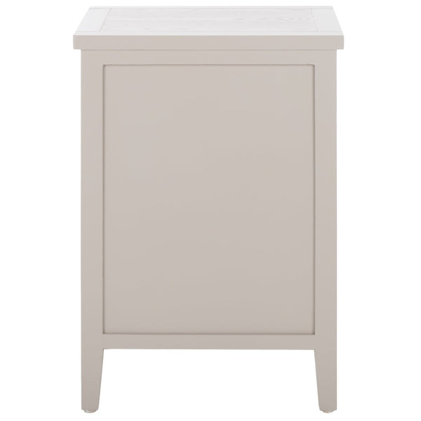 Safavieh Jonah Two-Drawer End Table: Elegant British Colonial Accent With Woven Panels & Compact Design Grey AMH6531C