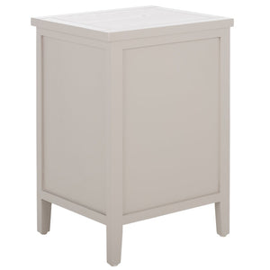 Safavieh Jonah Two-Drawer End Table: Elegant British Colonial Accent With Woven Panels & Compact Design Grey AMH6531C