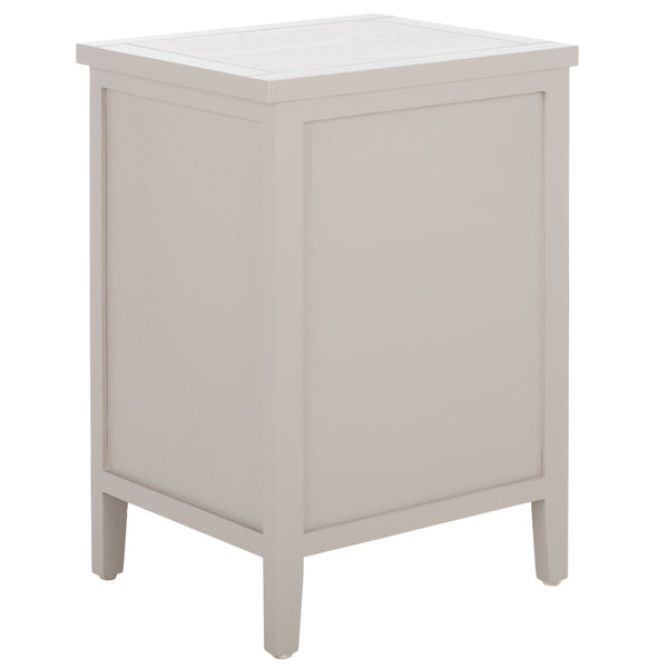 Safavieh Jonah Two-Drawer End Table: Elegant British Colonial Accent With Woven Panels & Compact Design Grey AMH6531C