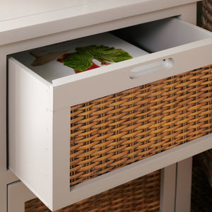Safavieh Jonah Two-Drawer End Table: Elegant British Colonial Accent With Woven Panels & Compact Design Grey AMH6531C