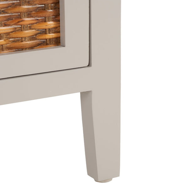 Safavieh Jonah Two-Drawer End Table: Elegant British Colonial Accent With Woven Panels & Compact Design Grey AMH6531C