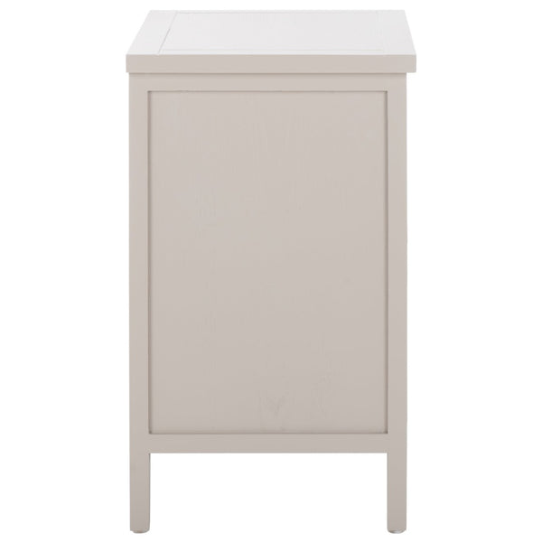 Safavieh Jonah Two-Drawer End Table: Elegant British Colonial Accent With Woven Panels & Compact Design Grey AMH6531C