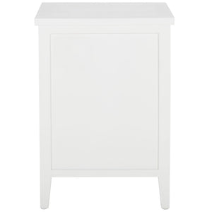 Safavieh Jonah Two-Drawer End Table: Elegant British Colonial Accent With Woven Panels & Compact Design White AMH6531D
