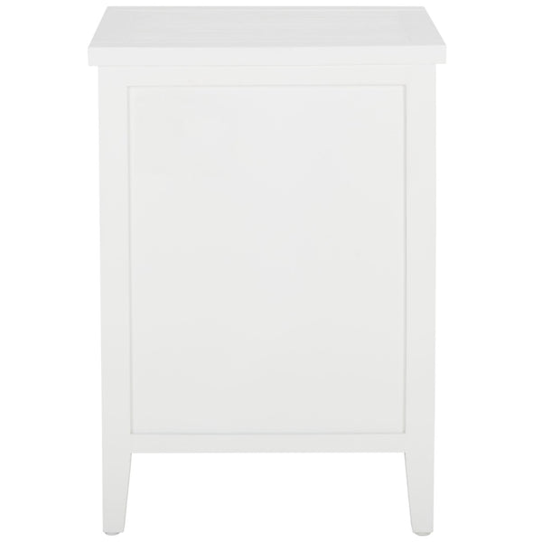 Safavieh Jonah Two-Drawer End Table: Elegant British Colonial Accent With Woven Panels & Compact Design White AMH6531D