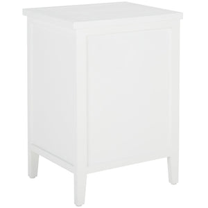 Safavieh Jonah Two-Drawer End Table: Elegant British Colonial Accent With Woven Panels & Compact Design White AMH6531D