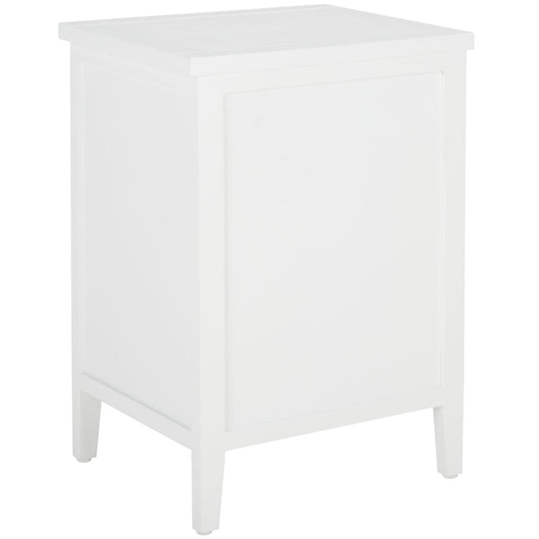 Safavieh Jonah Two-Drawer End Table: Elegant British Colonial Accent With Woven Panels & Compact Design White AMH6531D