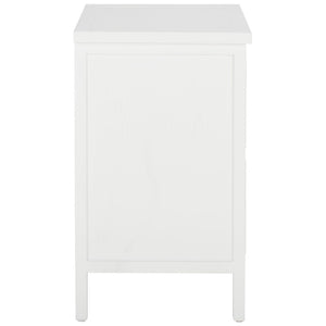 Safavieh Jonah Two-Drawer End Table: Elegant British Colonial Accent With Woven Panels & Compact Design White AMH6531D