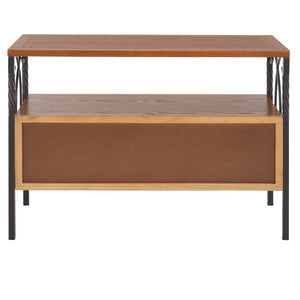 Safavieh Joshua Farmhouse 3 Drawer Media Stand - Vintage Style With Wicker Fronts & Antique Pewter Frame AMH6532A