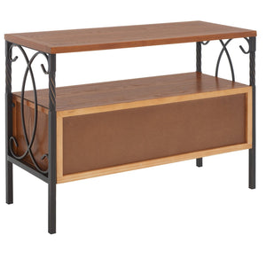 Safavieh Joshua Farmhouse 3 Drawer Media Stand - Vintage Style With Wicker Fronts & Antique Pewter Frame AMH6532A