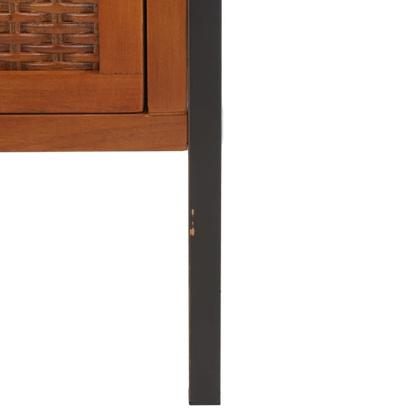 Safavieh Joshua Farmhouse 3 Drawer Media Stand - Vintage Style With Wicker Fronts & Antique Pewter Frame AMH6532A