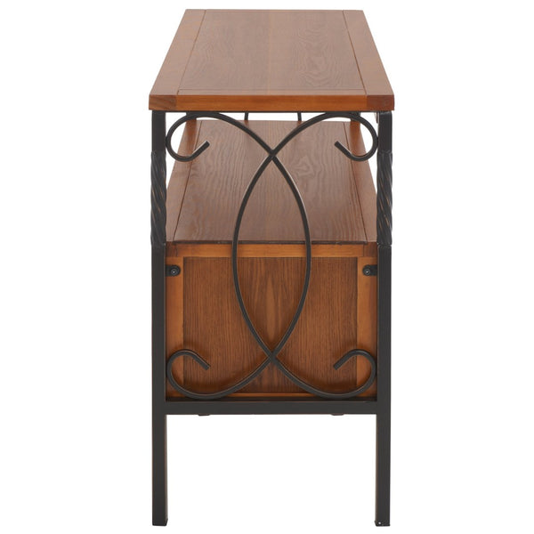 Safavieh Joshua Farmhouse 3 Drawer Media Stand - Vintage Style With Wicker Fronts & Antique Pewter Frame AMH6532A