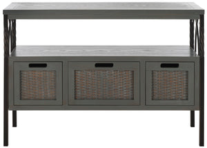 Safavieh Joshua Three Drawer Console Table - Modern Farmhouse Design With Vintage Charm For Stylish Storage Ash Grey AMH6532B