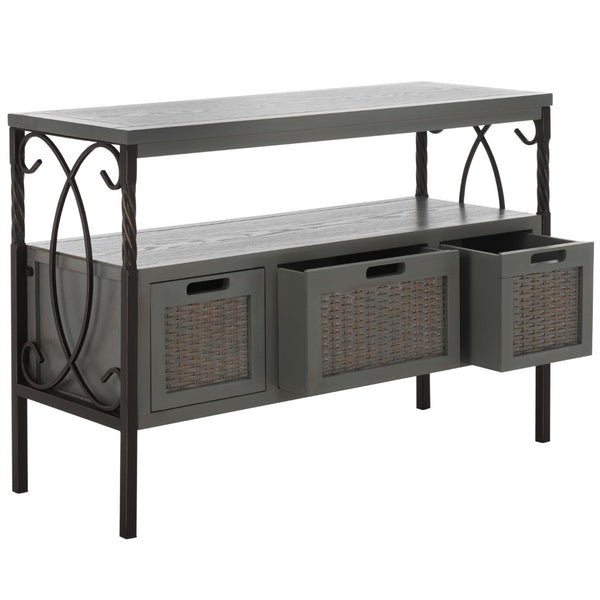 Safavieh Joshua Three Drawer Console Table - Modern Farmhouse Design With Vintage Charm For Stylish Storage Ash Grey AMH6532B