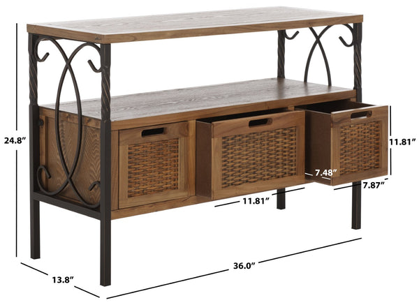 Safavieh Joshua Three Drawer Console Table - Modern Farmhouse Design With Vintage Charm For Stylish Storage Oak AMH6532C