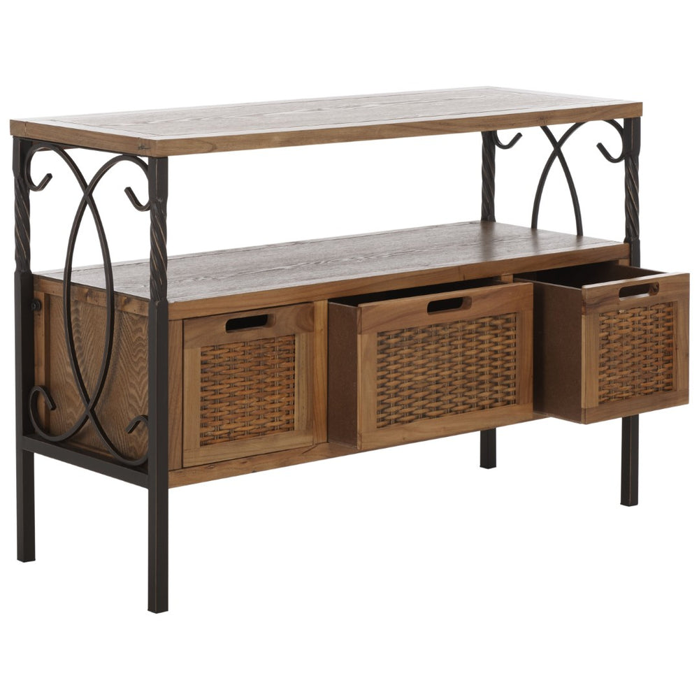 Safavieh Joshua Three Drawer Console Table - Modern Farmhouse Design With Vintage Charm For Stylish Storage Oak AMH6532C
